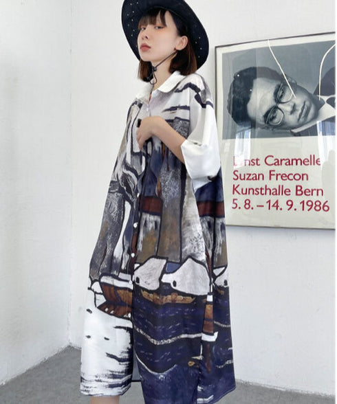 Abstract Cityscape Art Shirt Dress